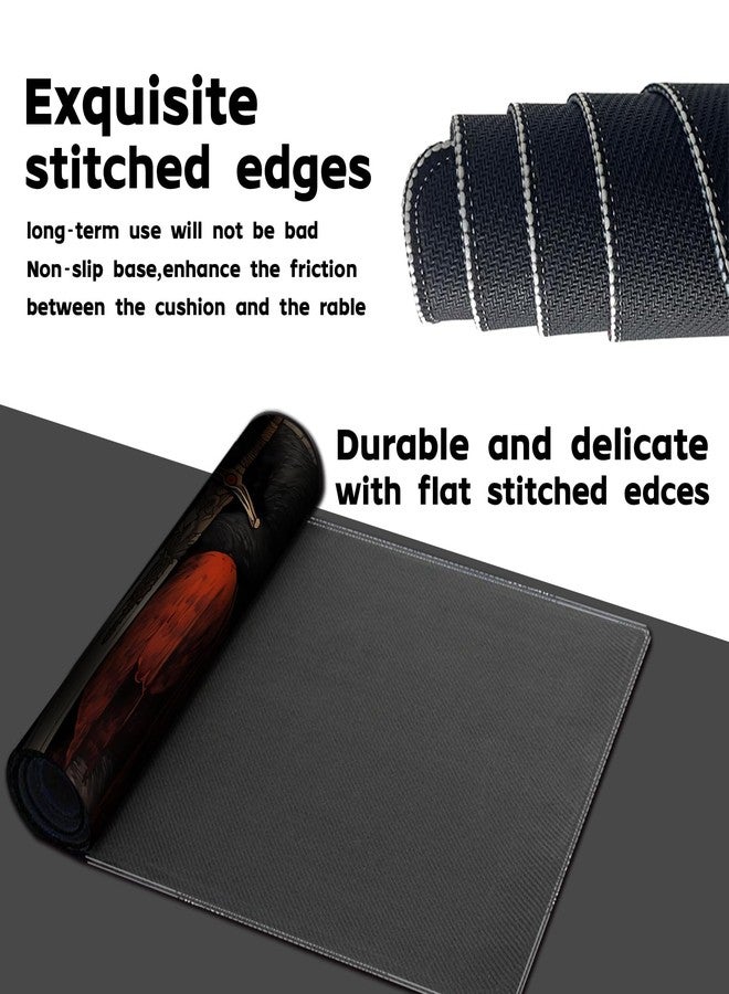 April Space Playmat Board Game MTG Duel Playmat Trading Card 24 x 14in Stitching Edges Compatible for TCG CCG RPG OCG with Card Zones + Including Storage Bags (Cat Swordsman,No Zone) - Image 4