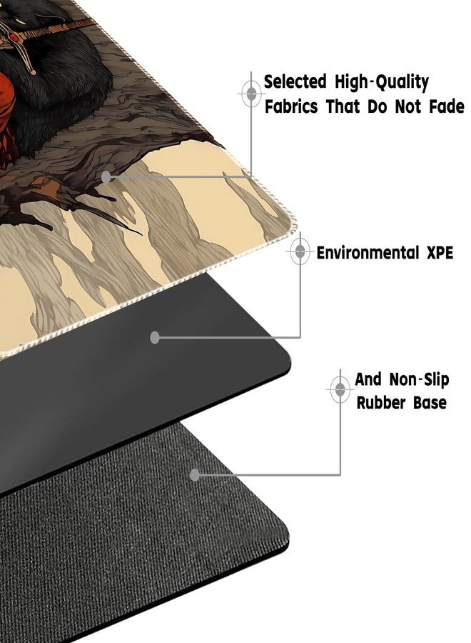 April Space Playmat Board Game MTG Duel Playmat Trading Card 24 x 14in Stitching Edges Compatible for TCG CCG RPG OCG with Card Zones + Including Storage Bags (Cat Swordsman,No Zone) - Image 5