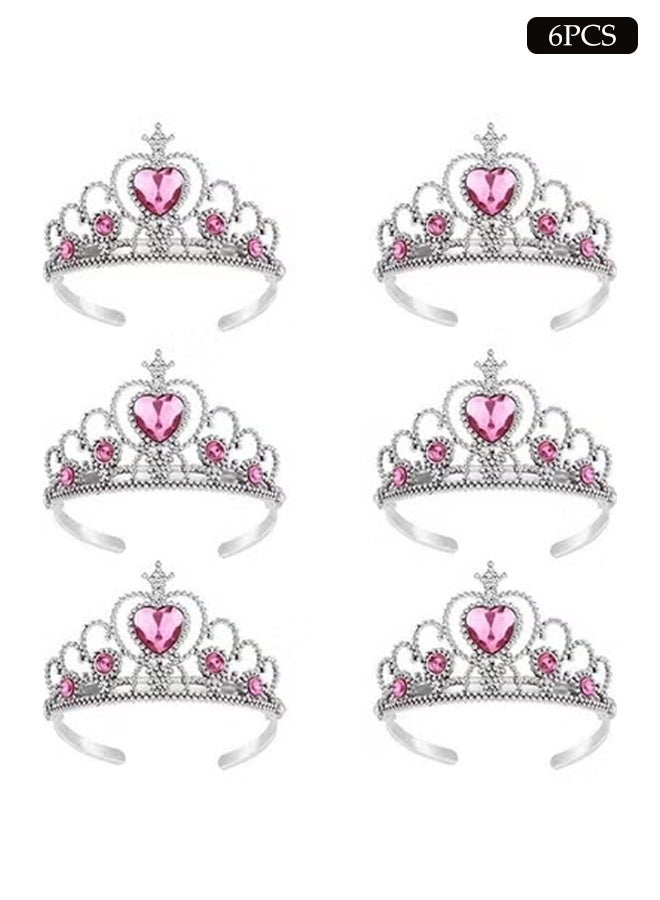 مجموعة تيجان الأميرة للأطفال 6 قطع، ملحقات تنكر الأميرة، مجموعة أساور تيجان مرصعة بالأحجار الكريمة، ملحقات حفلات تنكر للبنات، للبنات من 3-6 سنوات، لحفلات عيد الميلاد، حفلات التخرج، التصوير، والاستخدام اليومي - Image 1