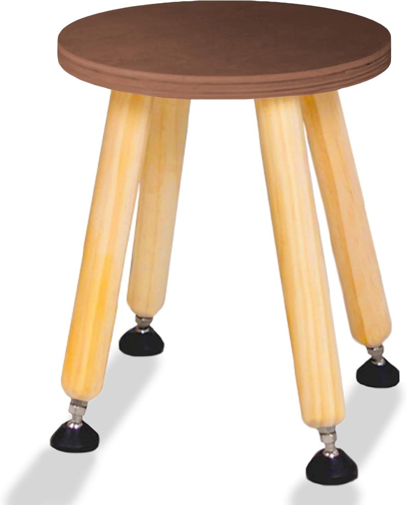 Cateam Wooden Step Stool for Kids and Toddlers - Set of 1 - Walnut - Kids Stool with Extendable Legs - Sensory Table Stool - Round Stool for Kids with Leveling Feet - Image 1