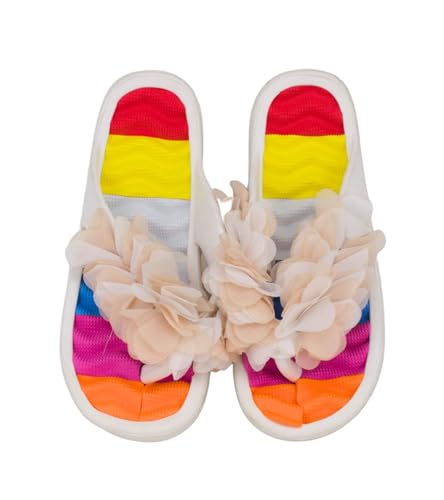 Premsons® Floral Slippers – Women's Wedge Heel Sandals for Beach, Casual – Stylish Slip-On Flip-Flops for Home & Outdoor Use – Comfortable Summer Footwear – White – Size 36 - Image 2