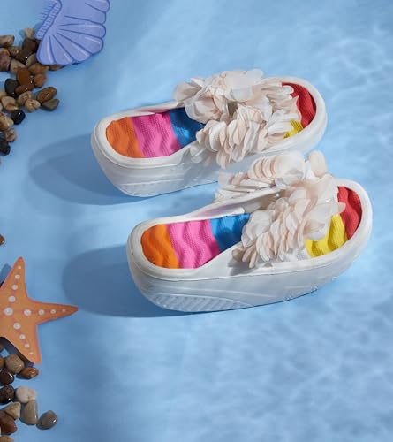 Premsons® Floral Slippers – Women's Wedge Heel Sandals for Beach, Casual – Stylish Slip-On Flip-Flops for Home & Outdoor Use – Comfortable Summer Footwear – White – Size 36 - Image 5