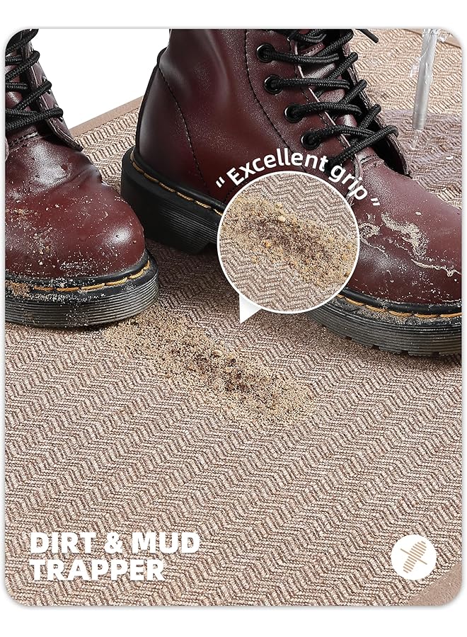 إيروريكس سجادات باب داخلية رفيعة مقاس 43.5 × 75 سم، سجادات باب داخلية مضادة للانزلاق وممتصة للأوساخ، سجادات باب داخلية ماصة بظهر مطاطي، قابلة للغسل في الداخل، لون بيج - Image 4