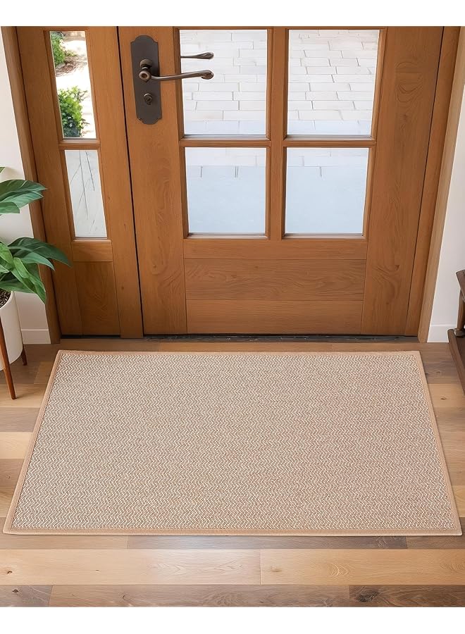 إيروريكس سجادات باب داخلية رفيعة مقاس 43.5 × 75 سم، سجادات باب داخلية مضادة للانزلاق وممتصة للأوساخ، سجادات باب داخلية ماصة بظهر مطاطي، قابلة للغسل في الداخل، لون بيج - Image 2