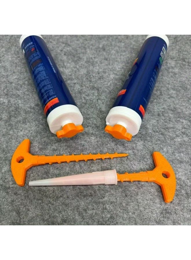 2 Pack Orange Silicone Caulk Gun Nozzle Sealant Tip Adapter Prevents Drying Clogging - Image 3