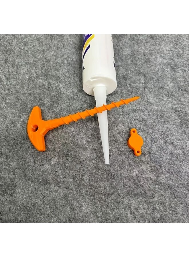 2 Pack Orange Silicone Caulk Gun Nozzle Sealant Tip Adapter Prevents Drying Clogging - Image 1