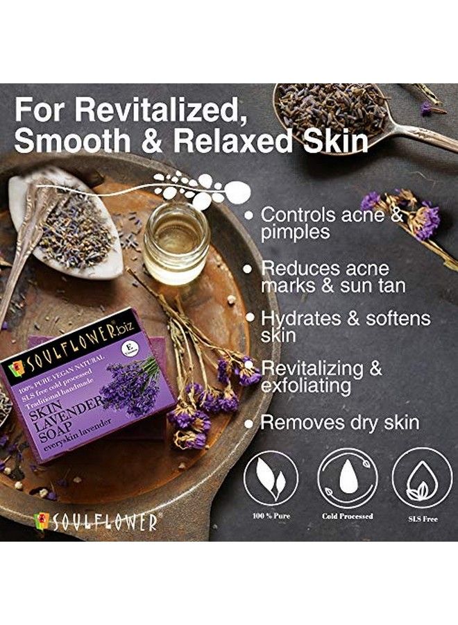 Soulflower Handmade Lavender Soap | Bathing Soap Acne Dull & Dry Skin | Lavender Essential Oil Castor Olive Coconut Oils | Pure & Coldprocessed (Pack Of 4150G Each) - Image 3