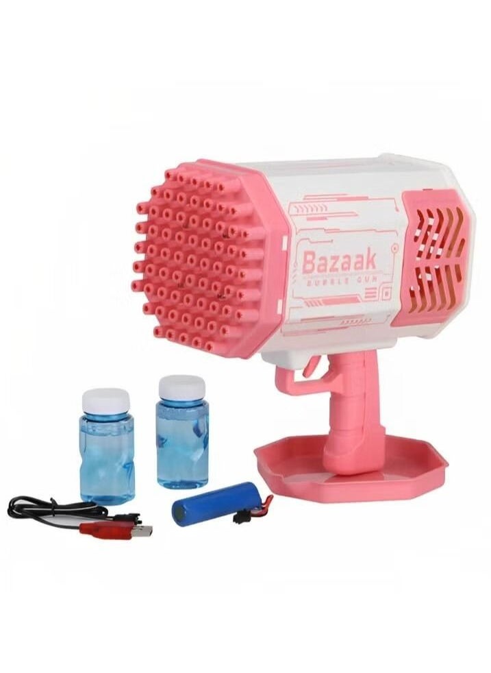 Bazooka - Bubble Shooter Gun, 69 Holes Bubble Shooter Machine with Colorful Lights and Bubble Solution for Kids Girls - Image 1