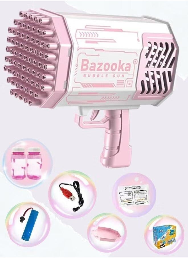 Bazooka - Bubble Shooter Gun, 69 Holes Bubble Shooter Machine with Colorful Lights and Bubble Solution for Kids Girls - Image 1