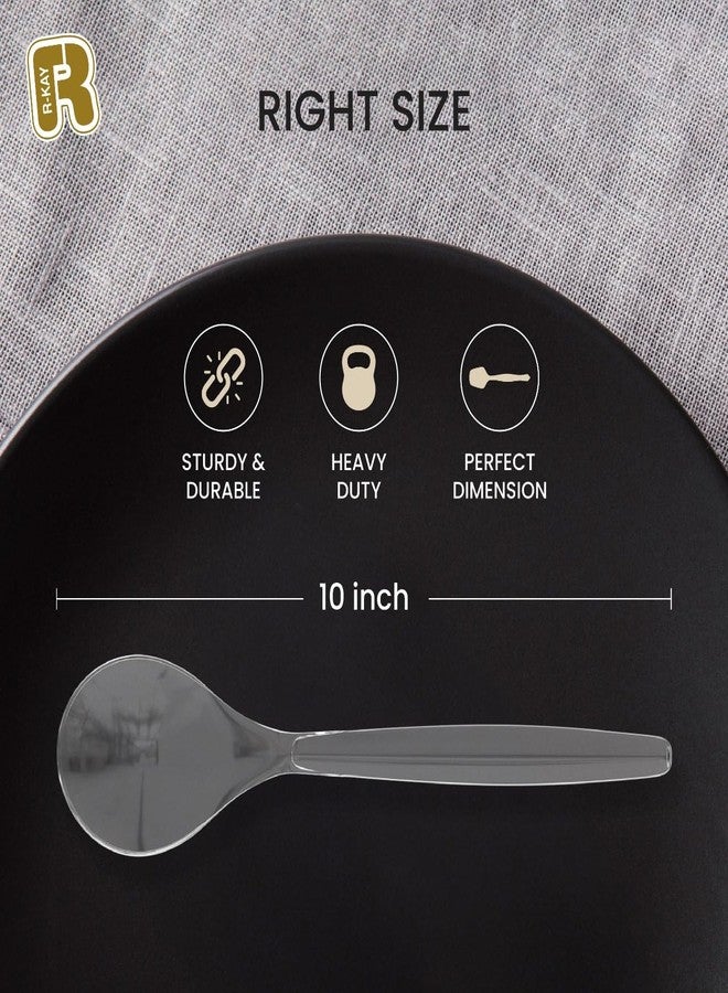 R-kay 12 Pack Plastic Serving Spoons For Buffet - Extra Large 10 in Clear Plastic Serving Utensils For Hot And Cold Food - Disposable Serving Utensils For Parties - Heavy Duty Plastic Serving Spoon - Image 5