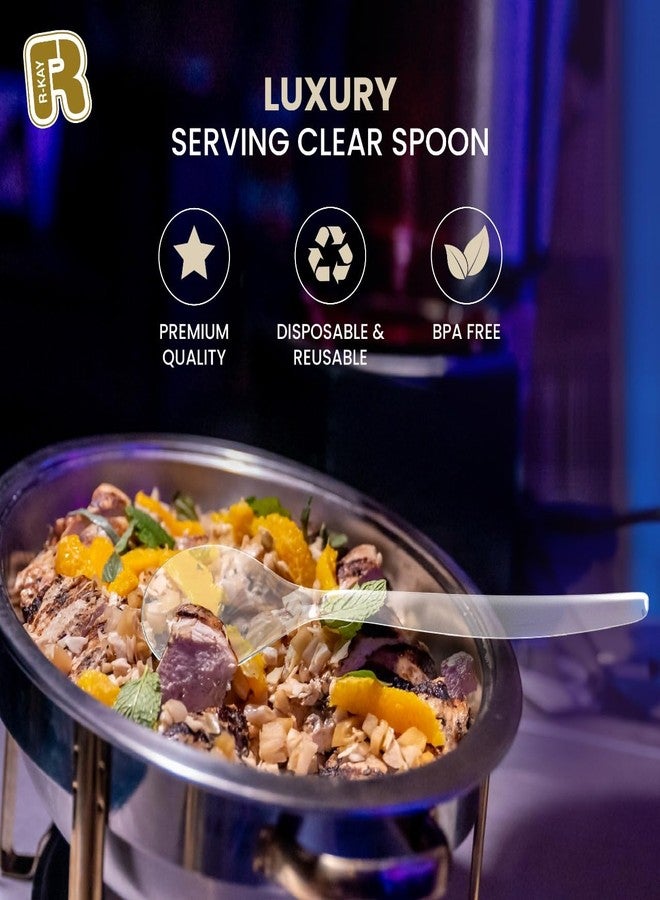 R-kay 12 Pack Plastic Serving Spoons For Buffet - Extra Large 10 in Clear Plastic Serving Utensils For Hot And Cold Food - Disposable Serving Utensils For Parties - Heavy Duty Plastic Serving Spoon - Image 4