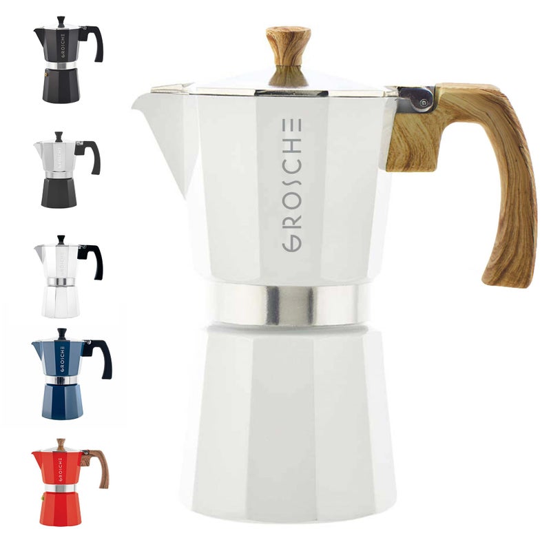 GROSCHE Milano Moka Stovetop Espresso Coffee Maker 9 Cup  450 ml White