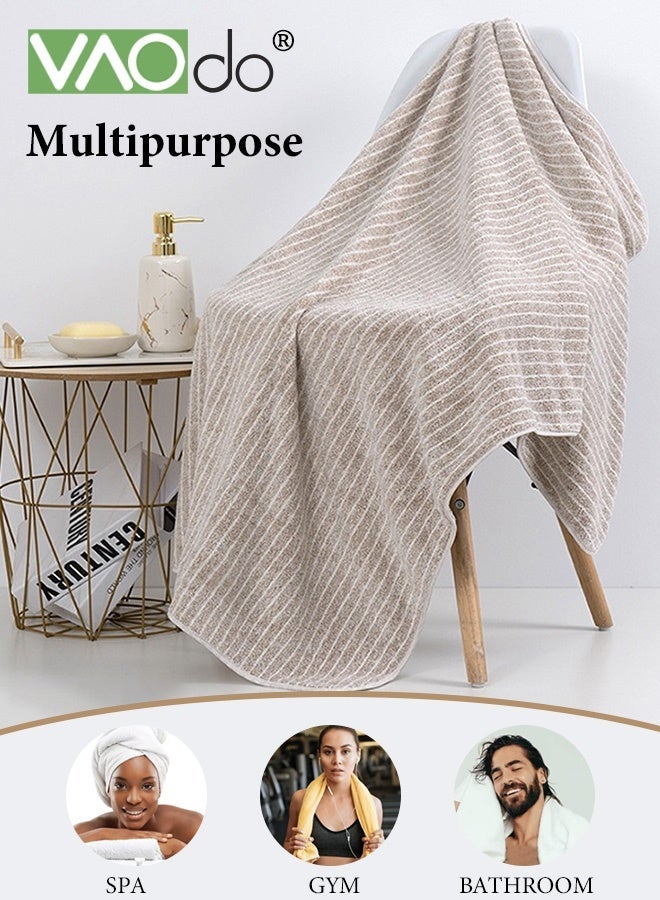 فاو دو مجموعة من 2 قطعة من مناشف الحمام، منشفة حمام خفيفة الوزن منسوجة بحياكة كابل، منشفة فائقة النعومة وذات قدرة امتصاص عالية 35*75 سم ومنشفة حمام 70*140 سم - Image 5