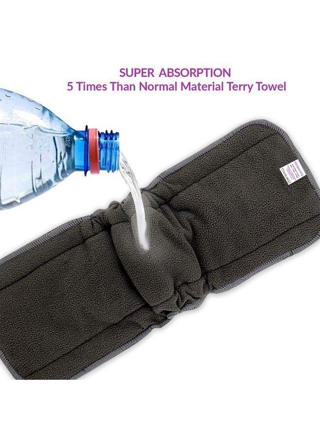 BEMBIKA - 5 Layer Bamboo Charcoal Inserts With Gussets Liners Natures Cloth Diaper Liner Wetfree Reusable Washable Cotton Diaper Nappy Inserts For Baby Cloth Diapers (Set Of 3) - Image 1