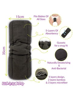 BEMBIKA 5 Layer Bamboo Charcoal Inserts With Gussets Liners Natures Cloth Diaper Liner Wetfree Reusable Washable Cotton Diaper Nappy Inserts For Baby Cloth Diapers (Set Of 3)  - Image 3