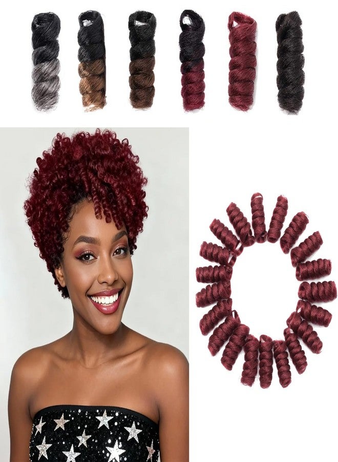 S-noilite [5 packs] Jamaican Bounce Jumpy Wand Synthetic Kenzie Curl 20 Roots/Pack Braiding Hair Extension (10inch, Burgundy) - Image 1