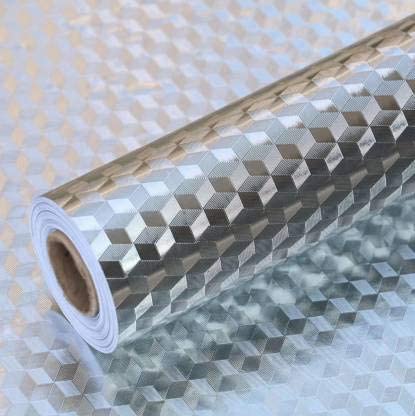 HETARMI ENTERPRISE Hetarmi Kitchen Sheets for Shelves Waterproof Cupboard mats roll for Wardrobe Anti Slip mat for Kitchen Cabinet Shelf Liners Sheet roll for Floor Platform Fridge (Diamond Foil Sticker - Image 1