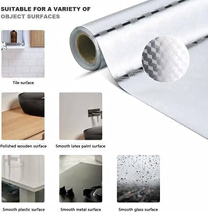 HETARMI ENTERPRISE Hetarmi Kitchen Sheets for Shelves Waterproof Cupboard mats roll for Wardrobe Anti Slip mat for Kitchen Cabinet Shelf Liners Sheet roll for Floor Platform Fridge (Diamond Foil Sticker - Image 4