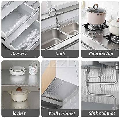 HETARMI ENTERPRISE Hetarmi Kitchen Sheets for Shelves Waterproof Cupboard mats roll for Wardrobe Anti Slip mat for Kitchen Cabinet Shelf Liners Sheet roll for Floor Platform Fridge (Diamond Foil Sticker - Image 3