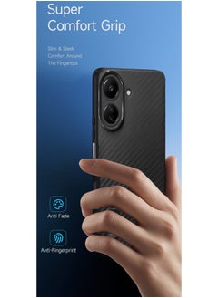 Wtech Soft Liquid Silicone Carbon Fiber Texture Case Cover For Xiaomi Redmi 13C 4G 2023 / Xiaomi Poco C65 4G 2023 Black  - Image 2