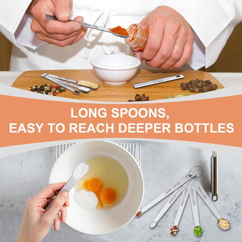 EWFEN Measuring Cups and Spoons Set of 20, 7 Stainless Steel Nesting Measuring Cups & 7 Spoons, 1 + Leveler & 5 Mini Measuring Spoons for Cooking & Baking - Image 4