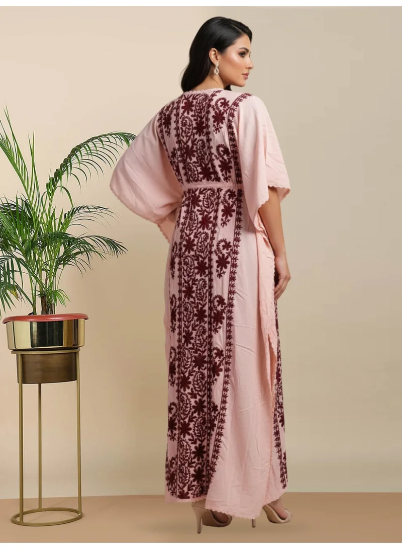Alaya Hand Embroidered Chikankari Rayon Kaftan-AL3475