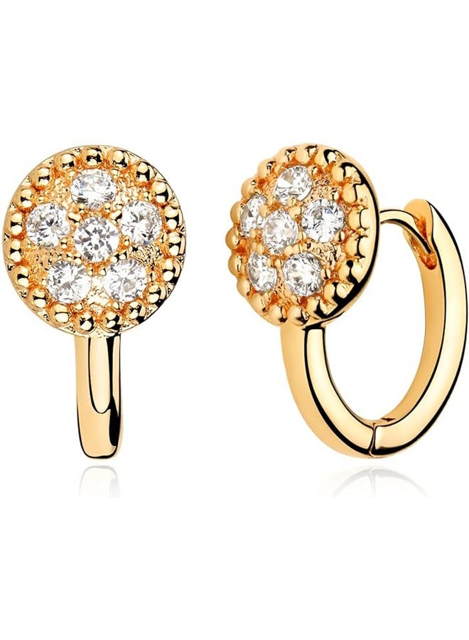 MEVECCO Women Huggie Hoop Earrings Gold Ear Stud Cuff 14K Gold Filled Small Boho Beach Simple Delicate Handmade Hypoallergenic Jewelry Gift - Image 1