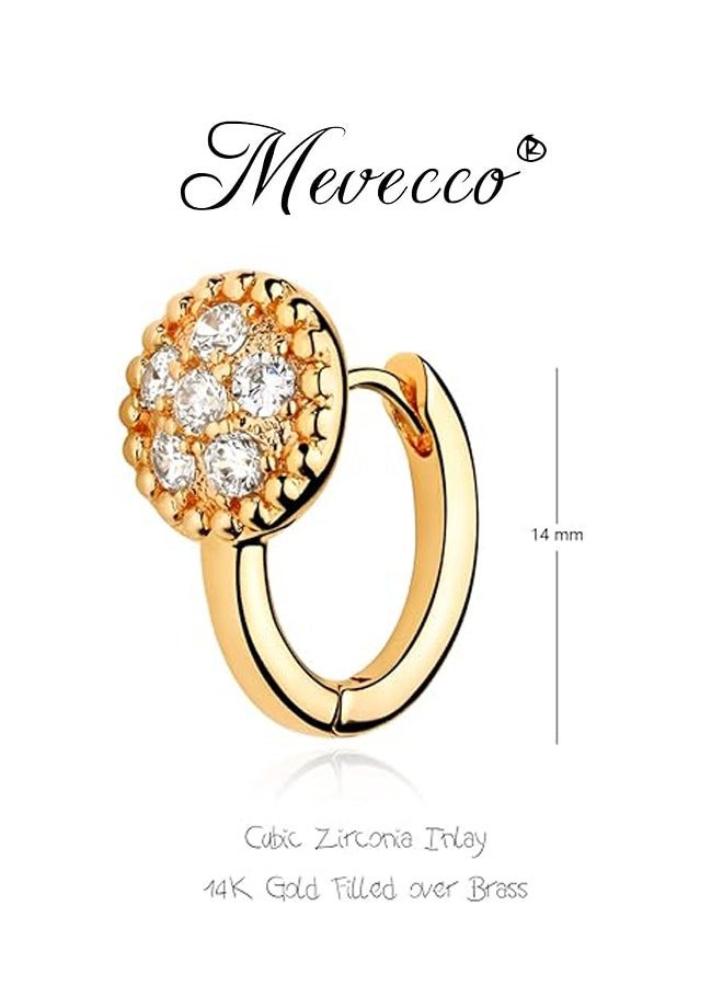 MEVECCO Women Huggie Hoop Earrings Gold Ear Stud Cuff 14K Gold Filled Small Boho Beach Simple Delicate Handmade Hypoallergenic Jewelry Gift - Image 4
