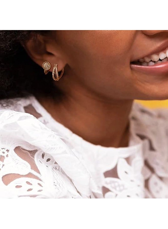 MEVECCO Women Huggie Hoop Earrings Gold Ear Stud Cuff 14K Gold Filled Small Boho Beach Simple Delicate Handmade Hypoallergenic Jewelry Gift - Image 2