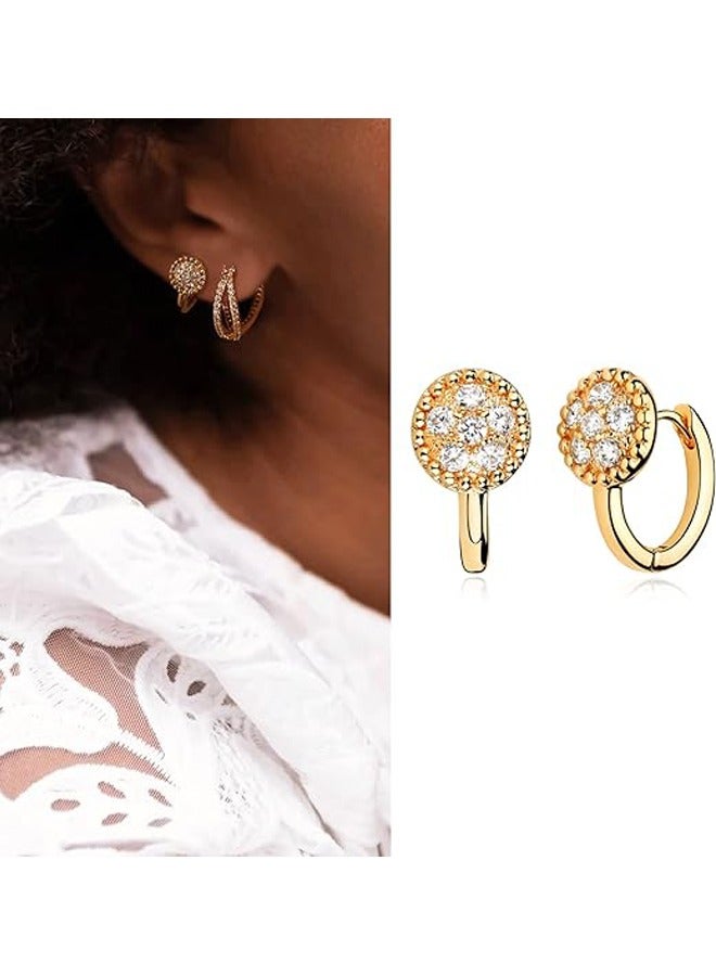 MEVECCO Women Huggie Hoop Earrings Gold Ear Stud Cuff 14K Gold Filled Small Boho Beach Simple Delicate Handmade Hypoallergenic Jewelry Gift - Image 3