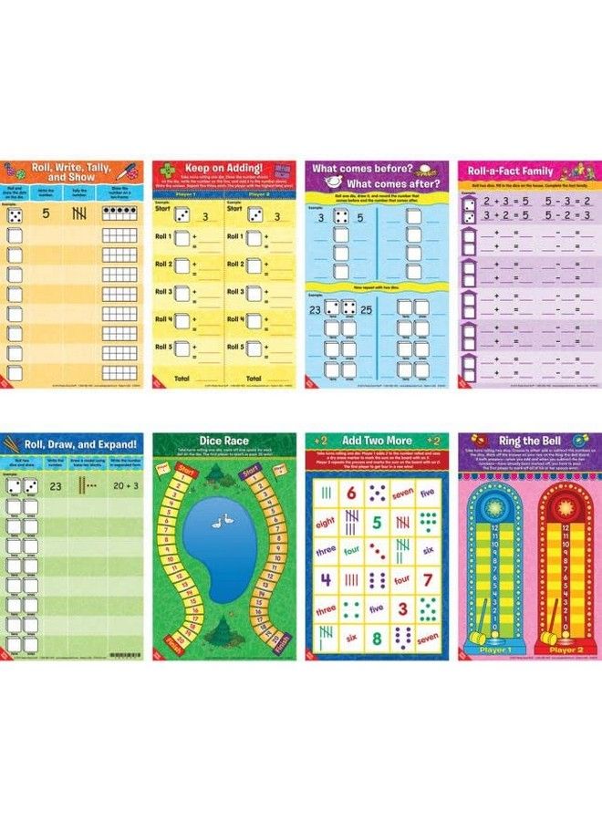 Really Good Stuff Math Mat Dice Games For Kids Ages 5 7 Engaging Math Games Dice Math Games For Addition, Subtraction, And More Educational Games For School Or Home 8 Doublesided Games - Image 3