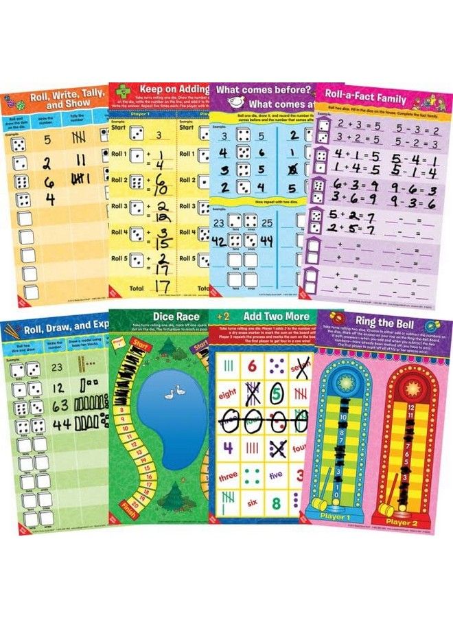 Really Good Stuff Math Mat Dice Games For Kids Ages 5 7 Engaging Math Games Dice Math Games For Addition, Subtraction, And More Educational Games For School Or Home 8 Doublesided Games - Image 2