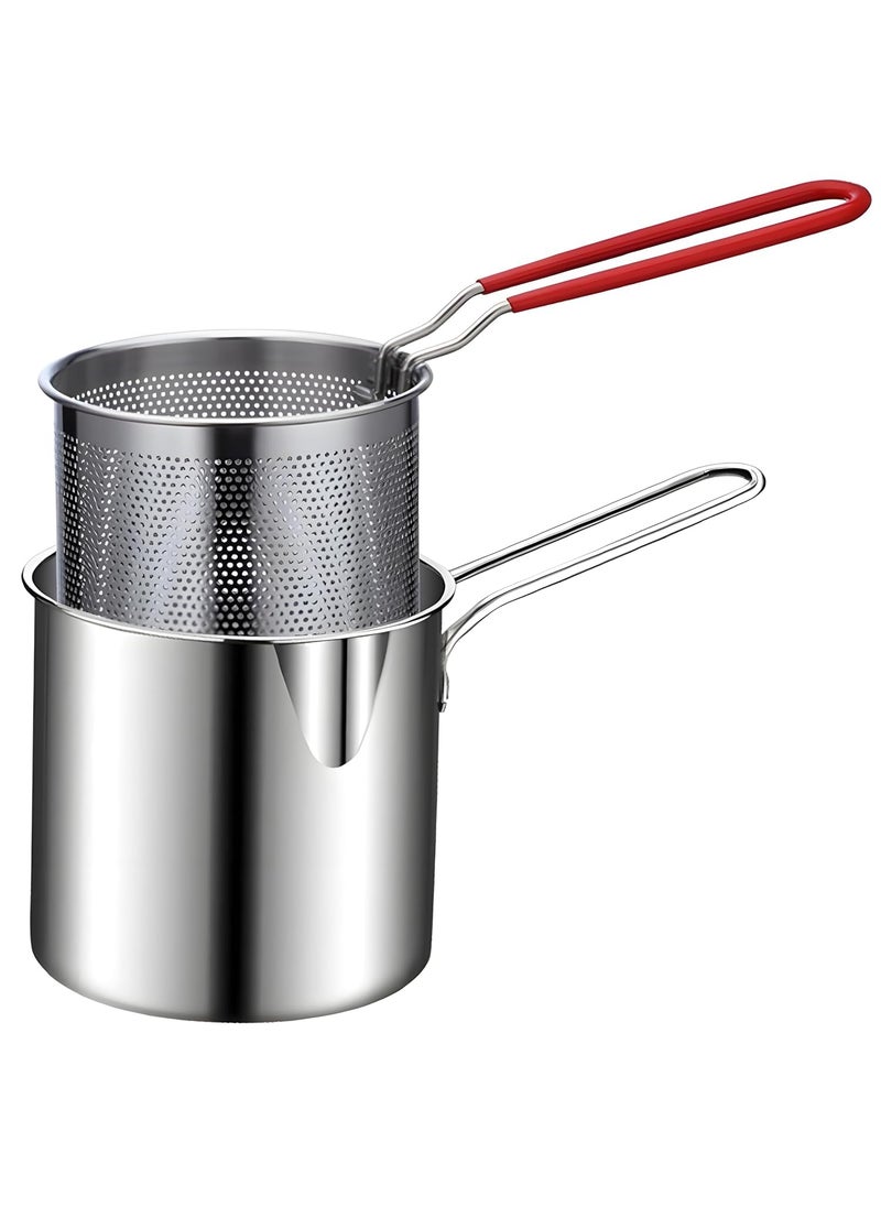 DPCR DPCRStainless Steel Deep Frying Strainer Oil Basket with Fryer Tong French Fries Basket Fry Pan Deep Fryer Food Strainer Colander Potato Chips Rack Mini Mesh Pot Chicken Fryer for Kitchen  - Image 1