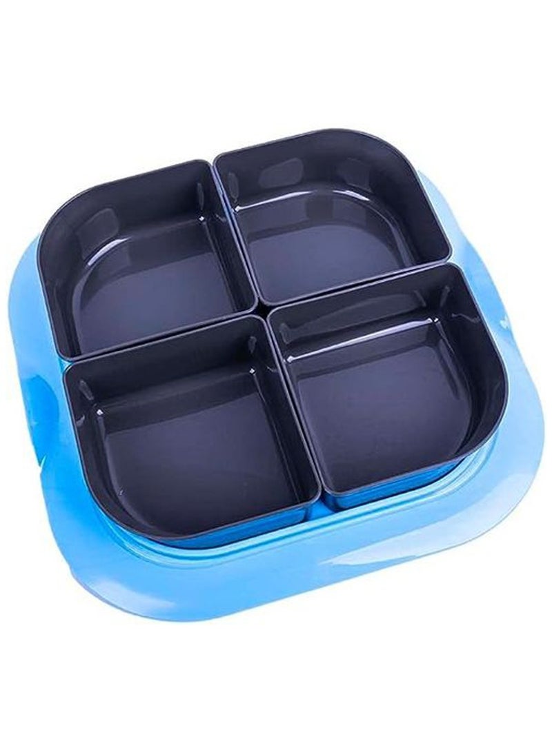 أم بي طقم علب تخزين طعام بلاستيك مقسمة باربع فتحات واغطية للوجبات الخفيفة قد يتغير اللون - Image 2