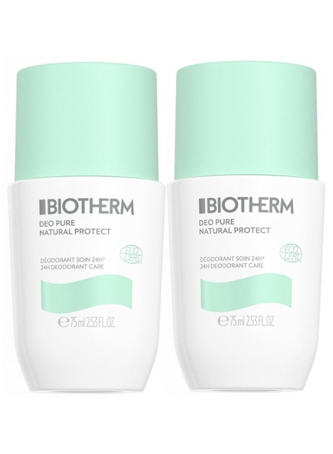 Biotherm Deo Pure Natural Protect Déodorant Soin 24H Bio Roll-On Lot de 2 x 75 ml - Image 1