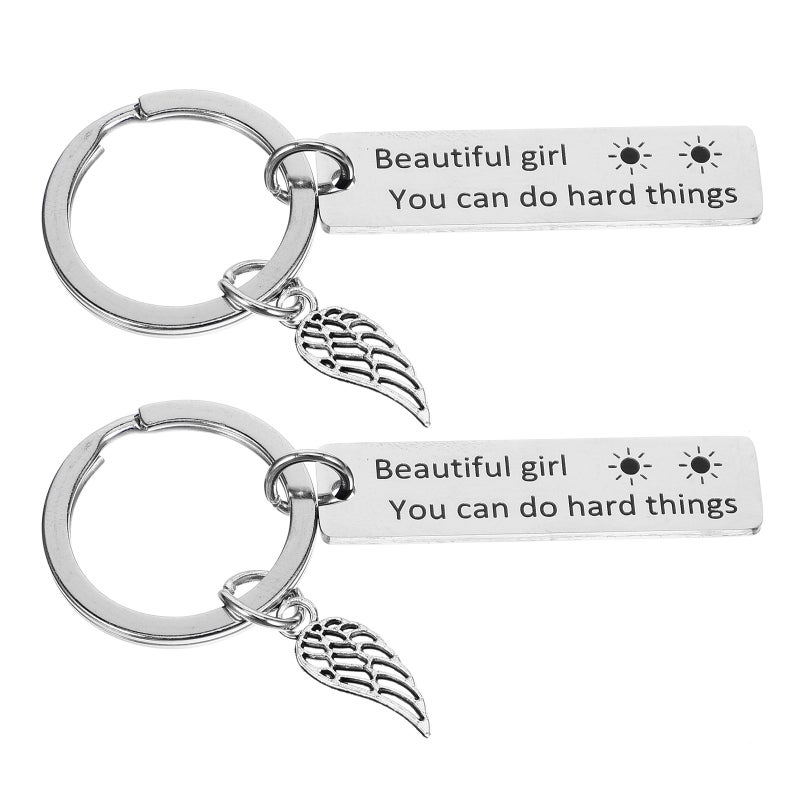 2pcs Wings Charms Keychains Metal Motivational Inspirational Keychains - Image 3