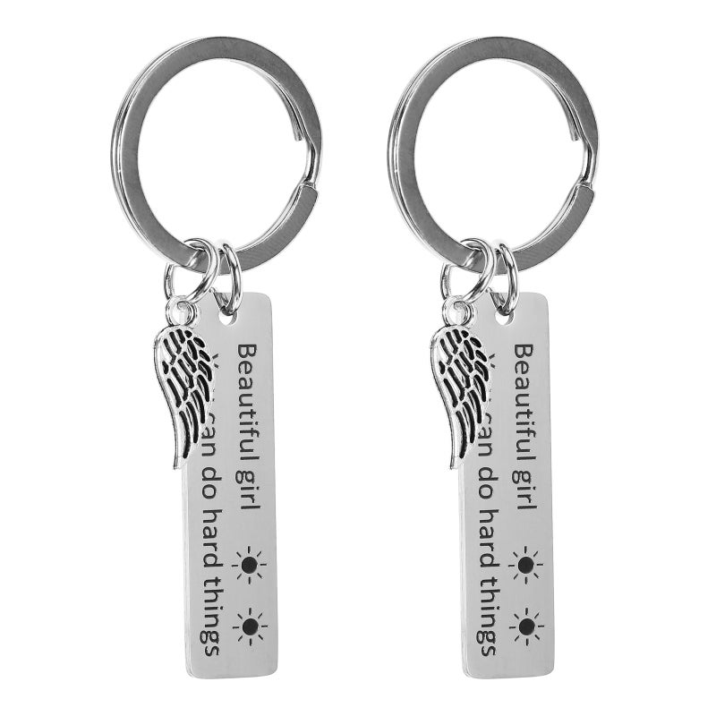 2pcs Wings Charms Keychains Metal Motivational Inspirational Keychains - Image 4