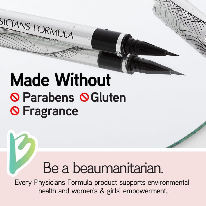 Physicians Formula Eye Booster Super Slim Liquid Eyeliner, Waterproof Precision with a Lash-Boosting Complex, Natural Finish, & Sensitive Skin Approved, Cruelty-Free & Vegan -Ultra Black - Image 3