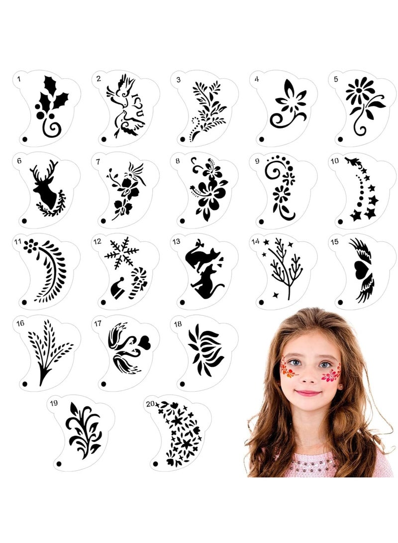Pack of 20 Tattoo Stencils, Reusable Face Paint Stencils, Eye Tattoo Stencils, Body Colour Stencils for Children, Party, Holiday, , Make Up - Image 1