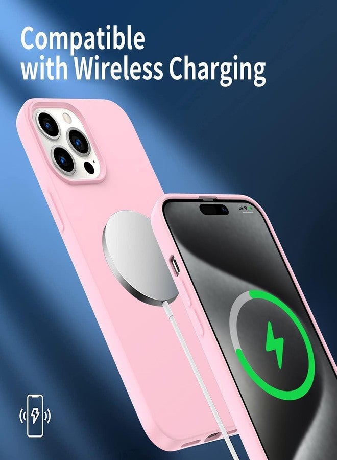 Amytor جراب Amytor مصمم خصيصًا لهاتف iPhone 15 Pro Max، جراب سيليكون فائق النحافة ومقاوم للصدمات مع بطانة ناعمة من الألياف الدقيقة المضادة للخدش، [حماية معززة للكاميرا] جراب هاتف (وردي) - Image 4
