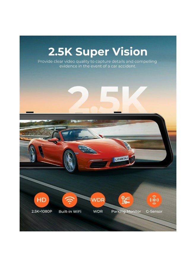 كاميرا السيارة LD2K بدقة 4K – شاشة لمس 9.66 بوصة، تسجيل أمامي وخلفي، واي فاي، GPS، وتحكم صوتى - Image 2