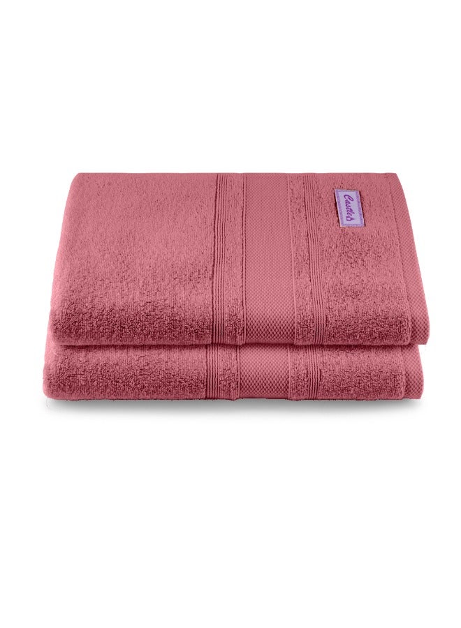 BYFT Home Castle (Pink) Premium Cotton Bath Sheet (90 X 180 Cm-Set Of 2) Highly Absorbent, High Quality Bath Linen With Diamond Dobby 550 Gsm - Image 2