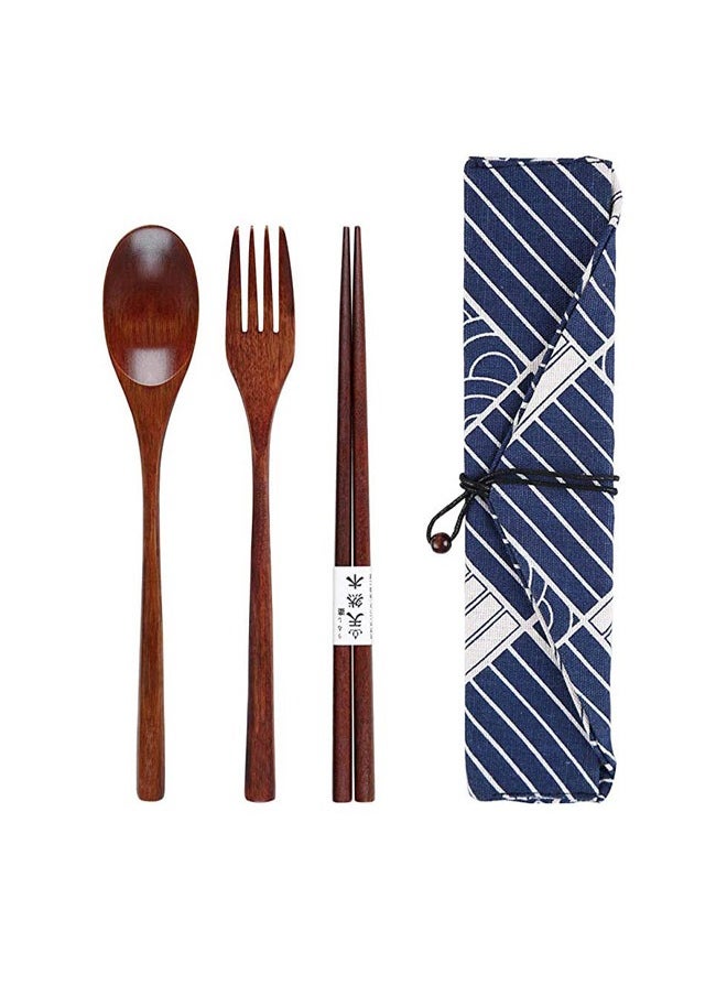 SOWUGI - Wooden Spoon Chopsticks Fork Sets Dinnerware Combinations Chopsticks and Spoons Fork Set - Image 1