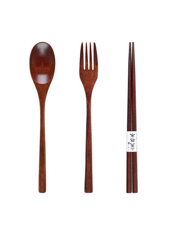 SOWUGI - Wooden Spoon Chopsticks Fork Sets Dinnerware Combinations Chopsticks and Spoons Fork Set - Image 1