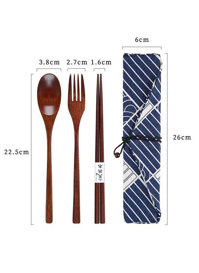 SOWUGI - Wooden Spoon Chopsticks Fork Sets Dinnerware Combinations Chopsticks and Spoons Fork Set - Image 1
