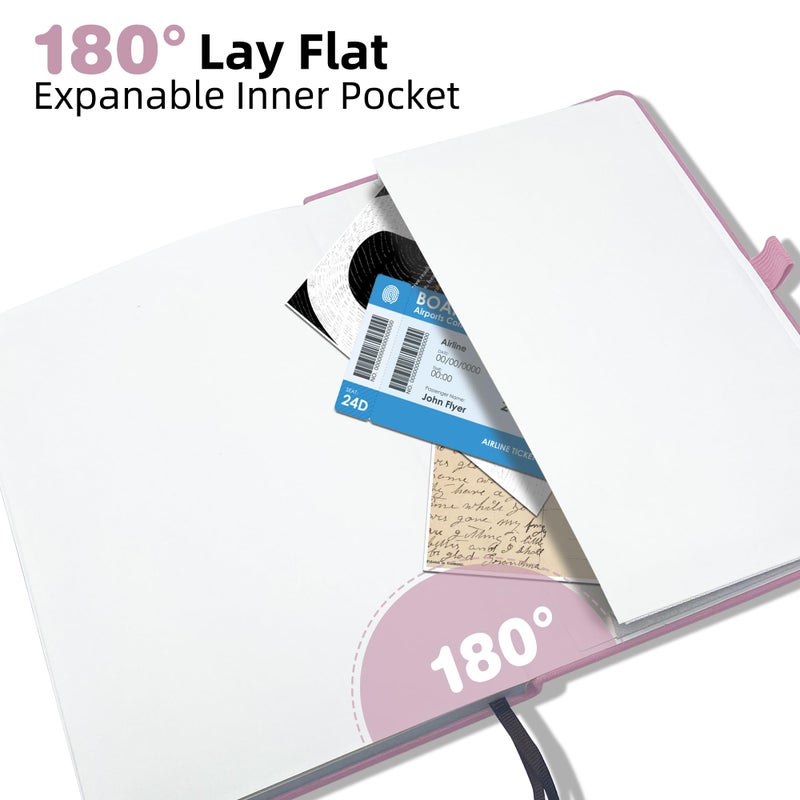 LEAGIM Blank Journal Notebook, A5, 192 Pages 100 GSM Thick Sketch Book for Women Men, Hardcover Leather Unlined Journaling for Work, Notebooks for Writing, 5.8 inches x 8.5 inches (Pink) - Image 5