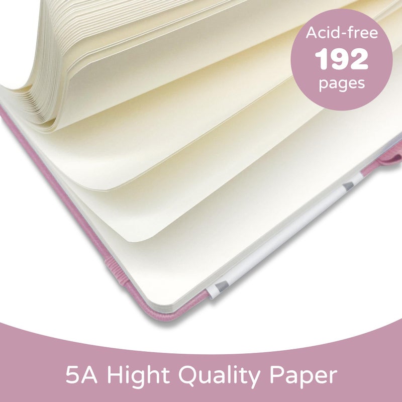 LEAGIM Blank Journal Notebook, A5, 192 Pages 100 GSM Thick Sketch Book for Women Men, Hardcover Leather Unlined Journaling for Work, Notebooks for Writing, 5.8 inches x 8.5 inches (Pink) - Image 2