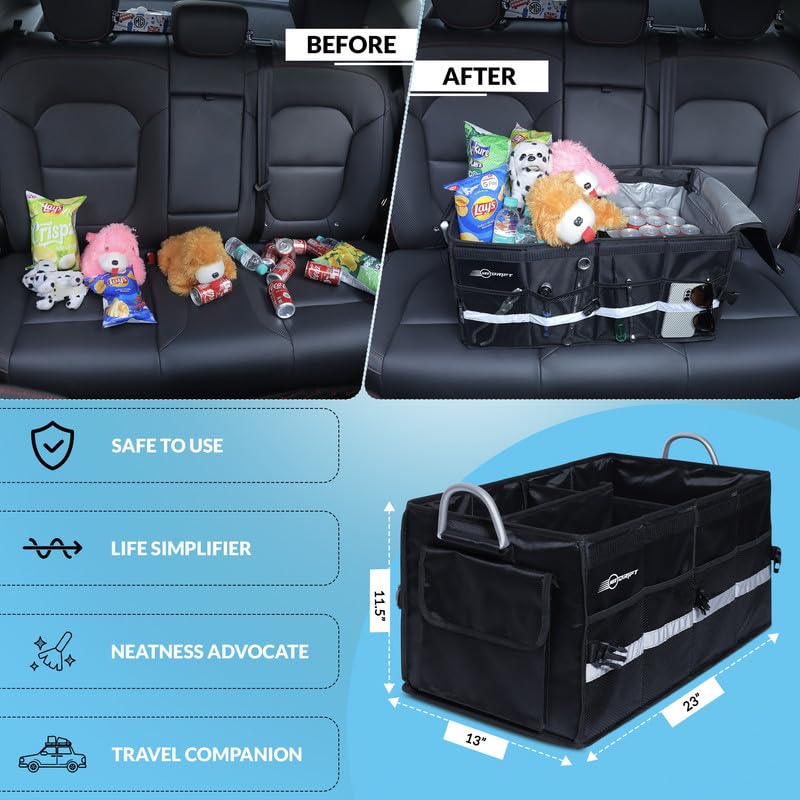 Neodrift Trunk Master Pro Without Cooler Bag - Multi-Compartment Car Organizer, Durable & Portable Polyester, Anti-Skid For Sedan, Suv, Minivan - Ideal For Cargo, Gifts, Toys, Automobiles, Black - Image 4