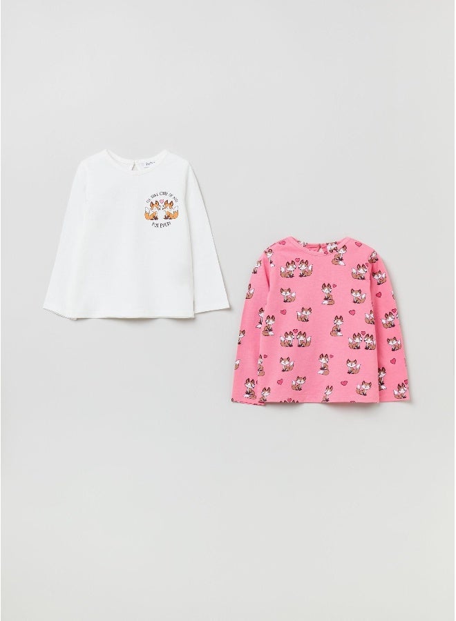 Ovs Ovs Two-Pack Cotton T-Shirts With Long Sleeves - Image 1