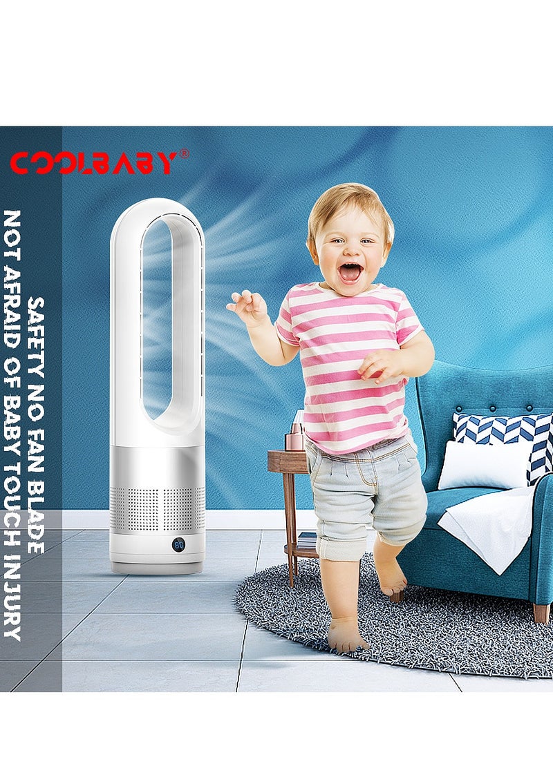 Cool Baby Coolbaby Coolbabyadjustable Bladeless Fan Ultra Quiet Air Purification Tower Fan Remote Control Cyclewhite, silver  - Image 5